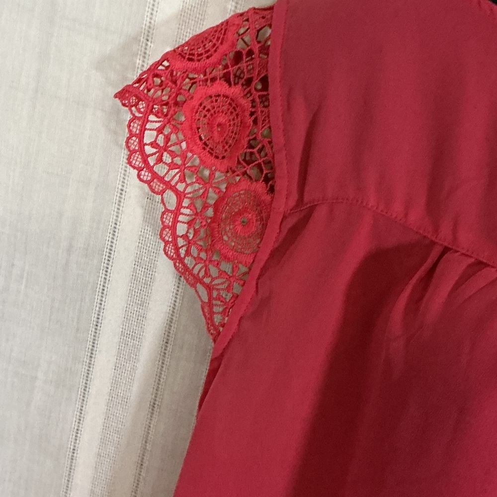 Torrid Hot Pink Lace Sleeve Blouse Plus Size 2 Feminine Boho - Picture 4 of 6